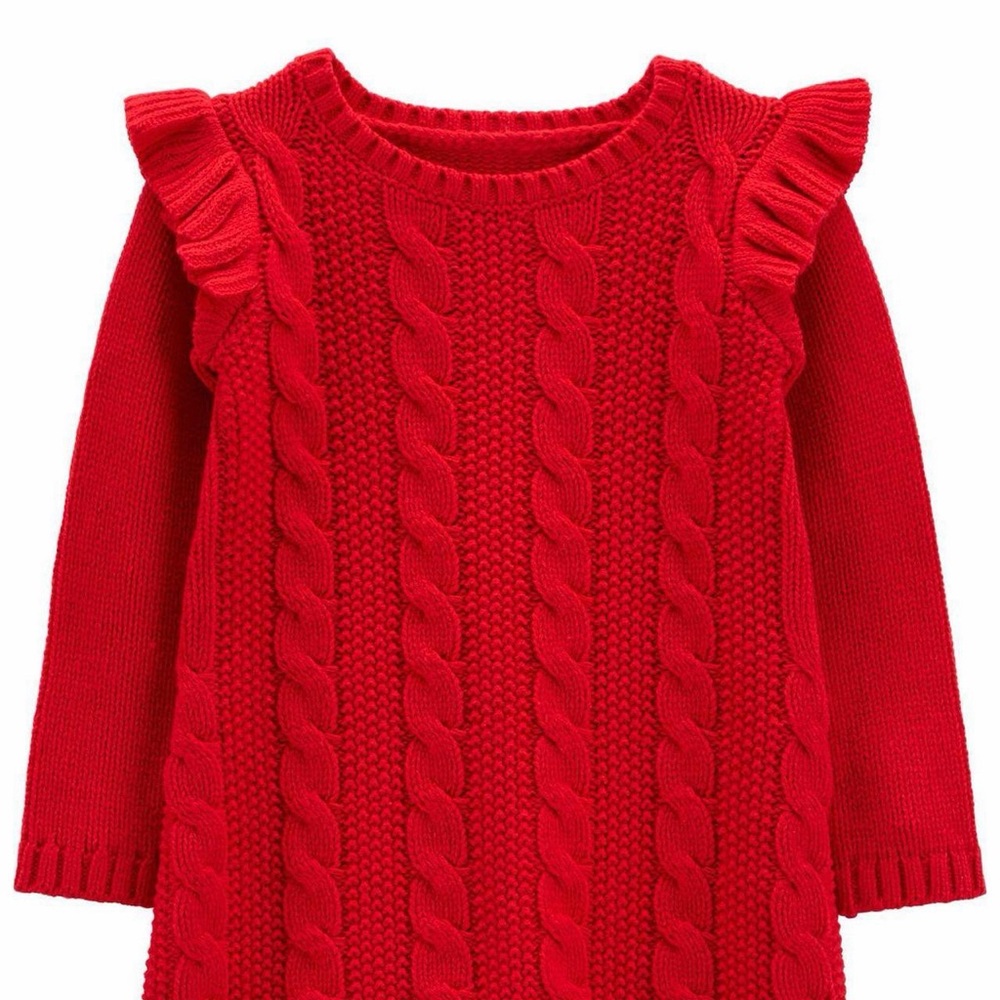 The Children's Place Red Cable-Knit Ruffle Sweater Dress 2T - Picture 6 of 6